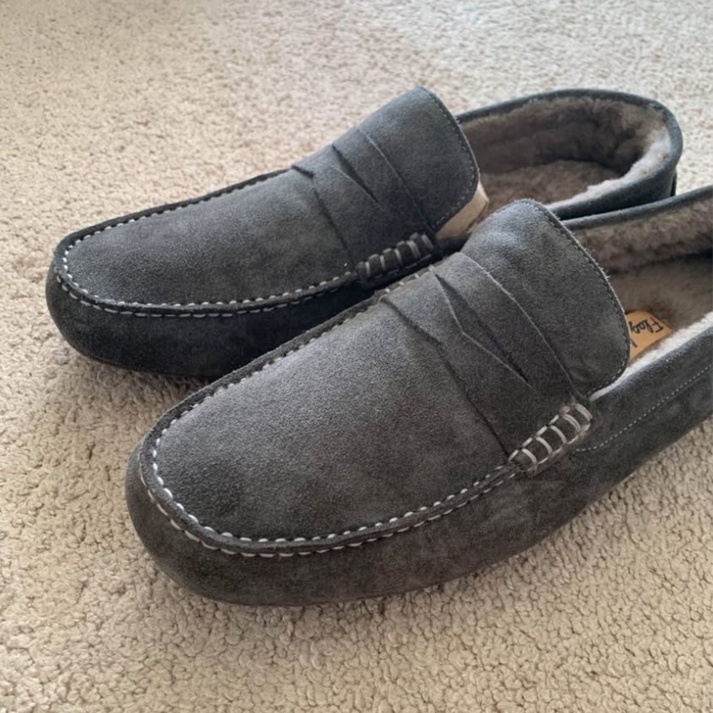 Grey Fur Lined Loafers